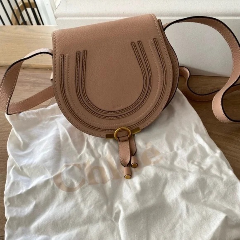 Chloe Marcie small saddle bag - Blush Nude